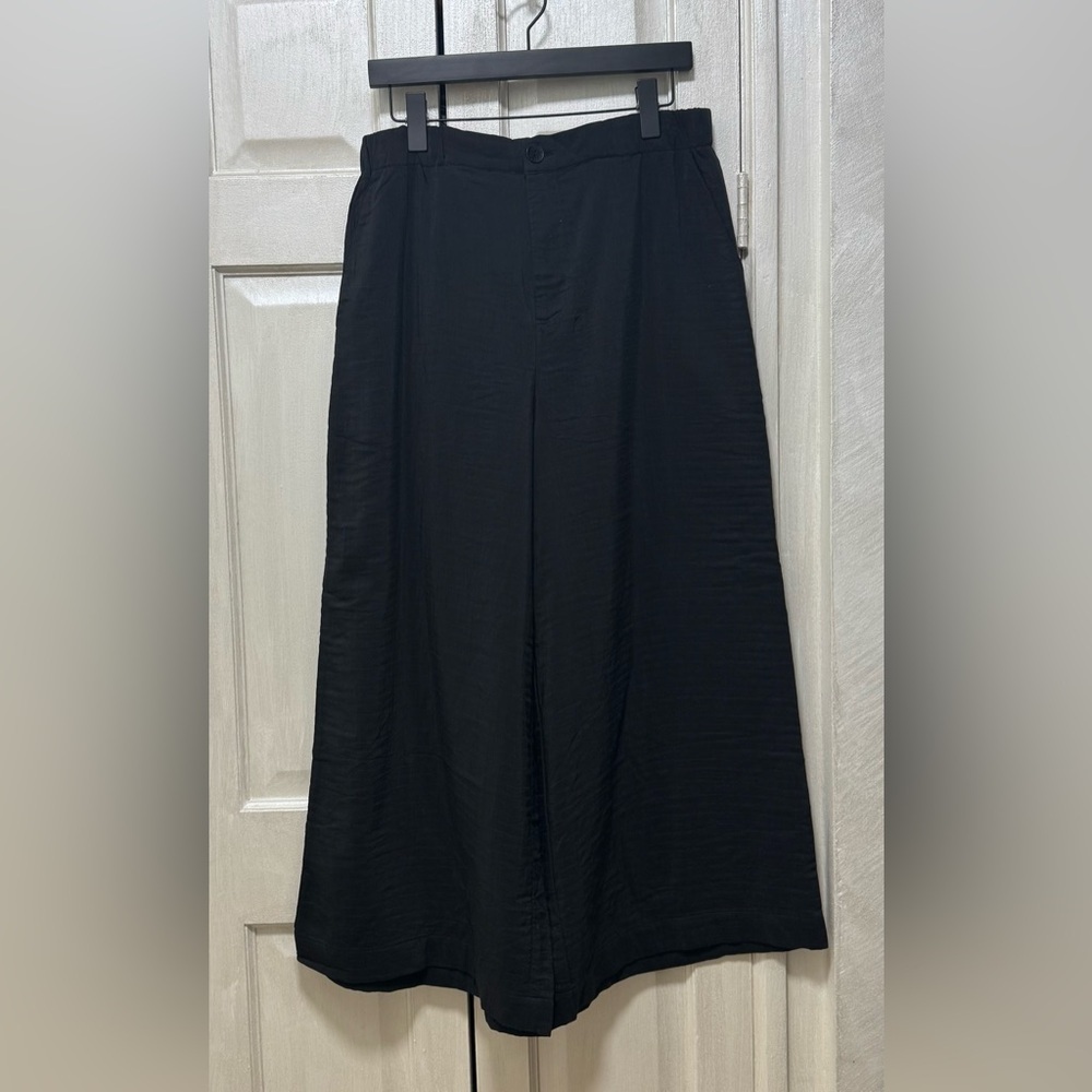 Bitte Kai Rand Size M Black Linen Blend Wide Legs High Rise Cullotte Pants - Picture 2 of 16